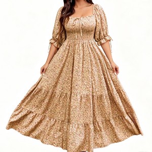 flowy maxi dress plus size Green Rayon Designed with a V Lenago Maxi Dresses for Women