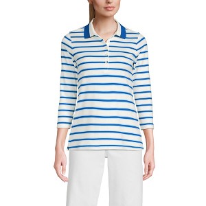 Lands' End Women's 3/4 Sleeve Supima Cotton Polo Shirt - 1 of 3
