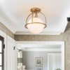 LLHZSY Modern Glass Globe Semi Flush Mount Ceiling Light Fixture for Hallway Home - 1-Light Milky White Glass Globe Shade -8 7/10", 13"- Black/Gold - 2 of 4