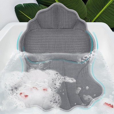Luxury Bath Pillow with Soft 4D Mesh, Bathtub Pillow for Head and Neck Support with 6 Suction Cups, Spa Gift