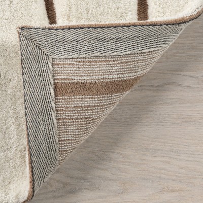 Nazco Cream and Brown Wool Abstract Area Rug