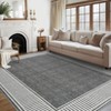 Modern Area Rugs Washable Bordered Floor Carpet, Foldable Contemporary Striped Indoor Mat, Non-Slip Low Pile Accent Rugs for Bedroom, Kitchen, Laundry - 4 of 4
