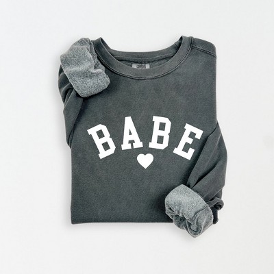 Simply Sage Market Women's Lightweight Garment Dyed Graphic Sweatshirt Babe Heart