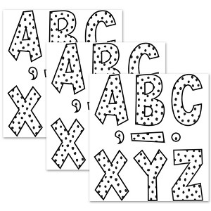Teacher Created Resources® Black Painted Dots on White 7" Fun Font Letters, 120 Per Pack, 3 Packs - 1 of 3