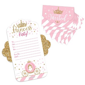 Big Dot of Happiness Little Princess Crown - Fill-In Cards - Pink and Gold Princess Baby Shower or Birthday Party Fold and Send Invitations - Set of 8 - 1 of 4