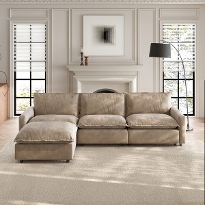 WJSHome 116''Oversized L-Shape Cloud Couch Modular Sectional Reclining Couches for Living Room, 3 Seat with Power Recliner Sofa & Ottoman - 1 of 4