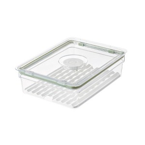 iDESIGN Large Short Produce Storage Bin with Insert Tray The Fresh Collection Clear Bin: Kitchen Cabinet Organizer, Plastic - 1 of 4