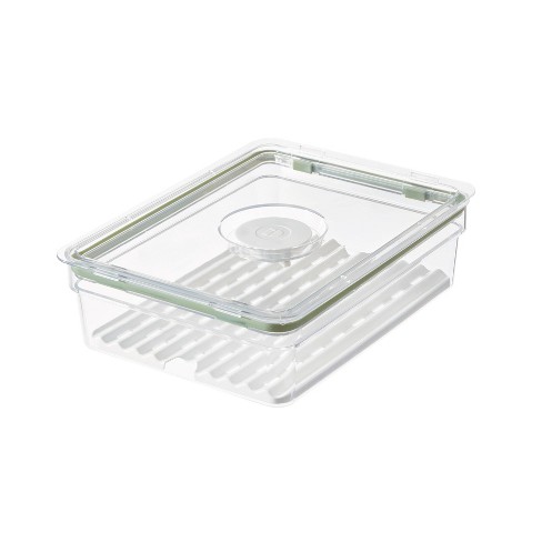 iDESIGN Large Short Produce Storage Bin with Insert Tray The Fresh Collection Clear Bin: Kitchen Cabinet Organizer, Plastic - image 1 of 4