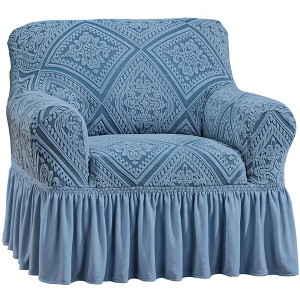 Collections Etc Ruffled Stretch Furniture Cover - 1 of 3