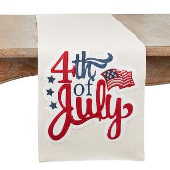 Saro Lifestyle Table Runner with 4th of July Design, 14"x72", Beige