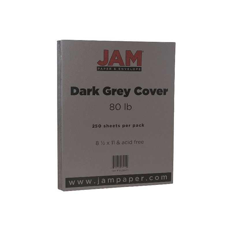JAM Paper 80 lb. Cardstock Paper 8.5" x 11" Dark Gray 250 Sheets/Ream (26396471B), 1 of 3