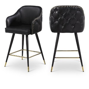 Meridian Furniture,Barbosa Black Vegan Leather Counter/Bar Stool, Set of 2 - 1 of 4