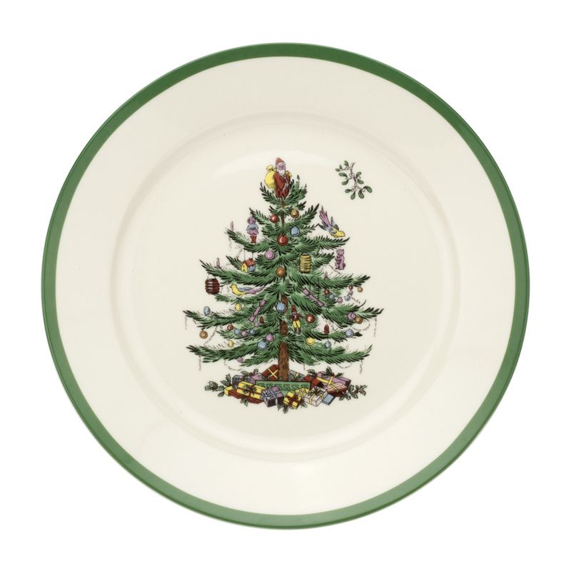 Spode Christmas Tree Collection Luncheon 4 Plates, 9 Inch Earthenware, Pasta & Salad Plate Set, Holiday Dishes, Dishwasher and Microwave Safe, 2 of 8