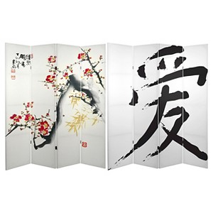 Japanese Cherry Blossom Room Divider - Oriental Furniture, White