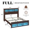AMERLIFE Bed Frame with Bookcase Storage Headboard, LED Light and Charging Station - 2 of 4