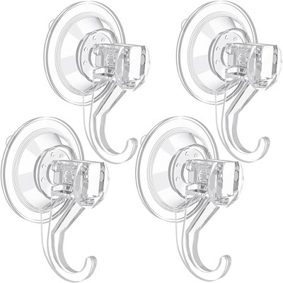 Munora Heavy-Duty Clear Reusable Suction Cup Hooks - Waterproof Vacuum Seal for Kitchen Bathroom Window Decor, 4-Pack