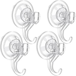 Munora Heavy-Duty Clear Reusable Suction Cup Hooks - Waterproof Vacuum Seal for Kitchen Bathroom Window Decor, 4-Pack - 1 of 2