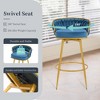 VASIP Swivel Counter Height Bar Stools Set of 2 with Hand-Woven Backrest & Gold Metal Legs, Low Back Upholstered High Bar Chairs with Footrest - 4 of 4