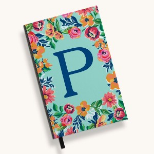 Personalization Mall Flowery Initial Journal, Blue Aqua - 1 of 4