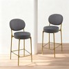 Faux Leather Upholstered Bar Stools with Metal Legs and Footrest for Kitchen, Dining or Home Bar (Set of 2) - 2 of 4