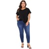 Agnes Orinda Women's Plus Size V Neck Short Sleeve Twist Knot Casual Blouses - 3 of 4