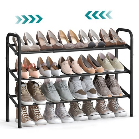 5 Tier Shoe Rack Black Metal With Natural Wood - Brightroom™ : Target