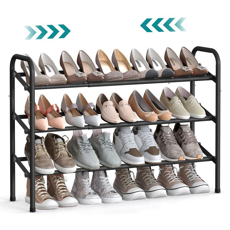 SONGMICS Shoe Rack 12-Tier Tall Metal Shoe Storage Organizer Set of 2 6-Tier Big Stackable Shoes Rack Shelf, 1 of 9