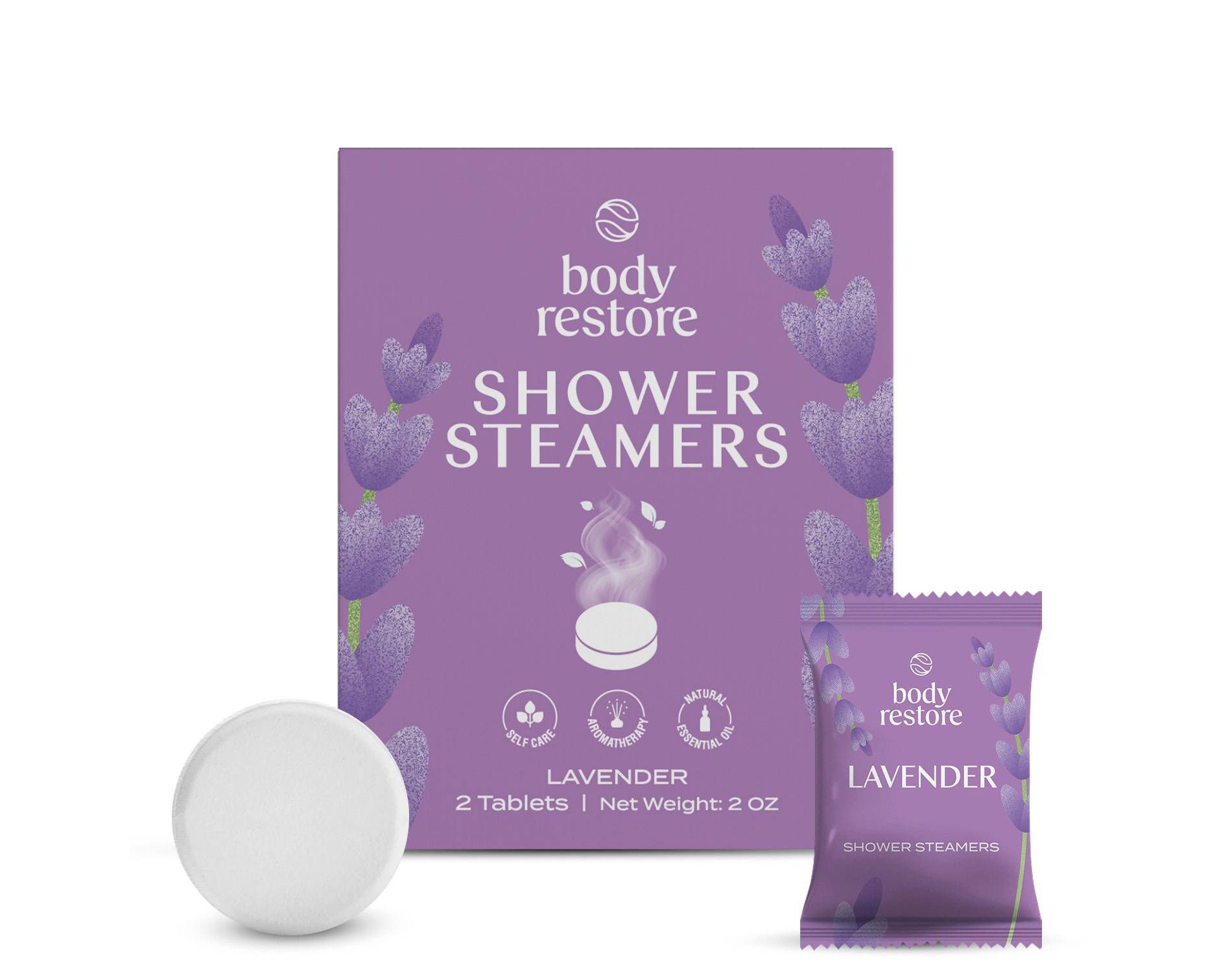 Body Restore Shower Steamers with 100% Natural Essential Oil - Lavender - 2oz/2ct
