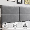 King Size Bed Frame,  New Upholstered King Bed Frame with Square Velvet Headboard, Platform Bed Frame with Batten Bracing, No Box Spring Needed,  Grey - 4 of 4