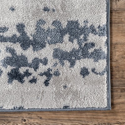 Ginny Blue Abstract Washable Synthetic Area Rug