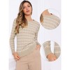 Allegra K Women Striped Round Neck Hollow Long Sleeve Regular Fit Casual Fall Winter Trendy Sweater - 2 of 4