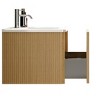 FAMYYT 30 in. Single Sink Floating Oak Bath Vanity with White Ceramic Top (Assembled), U Shape Wall Fitting - 4 of 4
