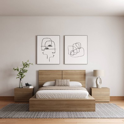 James 4-Piece Brown Oak Bedroom Set with Panel Headboard