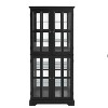 Vynxaria Antique Glass High Cabinet: Grid Doors, Adjustable Shelves, Integrated Lighting for Books/Collectibles - 2 of 4
