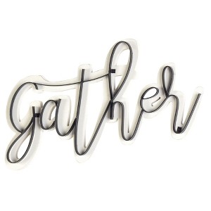 Dicksons Gather Black and White Layered 15 x 9 Metal and Wood Word Wall Plaque - 1 of 2