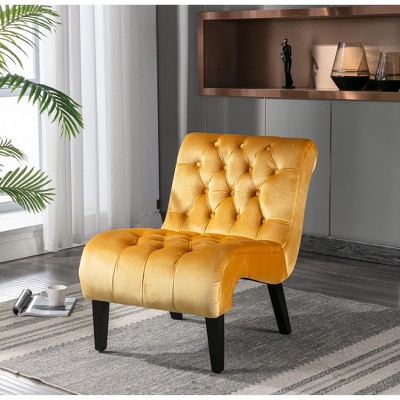 NicBex Modern Ergonomic Accent Chair, Velvet Fabric Recliner Chair with Back and Wood Legs for Living Room, Bedroom