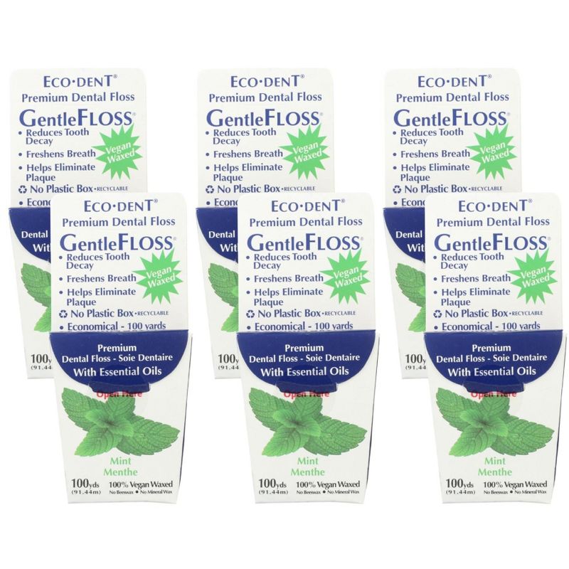 Eco-Dent GentleFloss Vegan Waxed Premium Dental Floss Mint - Case of 6/100 yd, 1 of 7