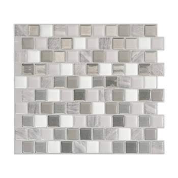 Smart Tiles 9.80'' X 9.74'' Self Adhesive 3d Peel And Stick Backsplash Tiles  Metallic Gray : Target