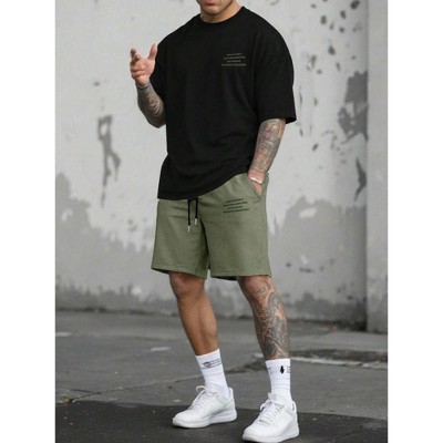 TIME HOLLOW Slogan Print T-Shirt & Shorts Set - Casual Comfort