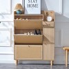 3-Tier Slim Rattan Shoe Cabinet with Flip Drawers & Side Cabinet, Entryway Organizer for Hallway Living Room-3irtyhousy - 3 of 4
