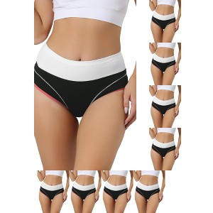 INSPIRE CHIC Women's Soft High Waist Stretch Breathable Tummy Control Cotton Briefs 9 Packs - 1 of 4