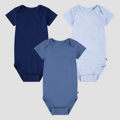 Image of Huggies Baby Boys' 3pk Organic Bodysuit - Blue 3M