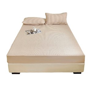 Unique Bargains Lattice Stitching Fitted Sheet 1 Pc - 1 of 4