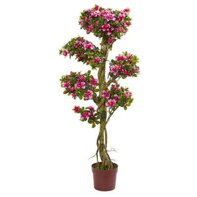 5' Artificial Azalea Tree in Pot Pink/Green - Nearly Natural