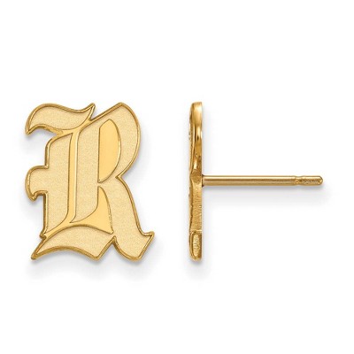 Black Bow Jewelry 14k Yellow Gold Rice Owls NCAA Post Earrings