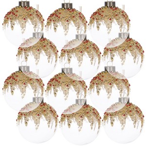 Whisen D3" Christmas Ball Ornaments, Glass Decorative Hanging Ball Christmas Tree Ornaments, Set of 12 - 1 of 4