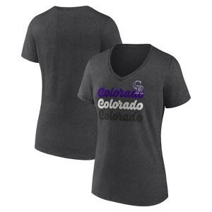 MLB Colorado Rockies Women's Gray Short Sleeve V-Neck T-Shirt - 1 of 3