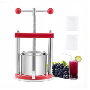 VEVOR 0.44 Gal/1.65L Fruit Wine Press, 2 Stainless Steel Barrels, Manual Juice Maker, Cider Apple Grape Tincture Honey Olive Oil Making Press, Red - 1 of 4