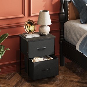 2 Drawer Nightstand for Bedroom, Small Bedside Furniture, Night Stand, End Table with Fabric Bins for Bedroom, Closet, Entryway - 1 of 4