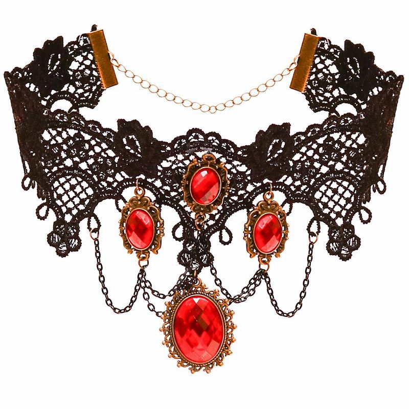 Skeleteen Gothic-Inspired Costume Jewelry Accessory - Red and Black, 3 of 6